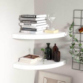 Estante flotante de pared 2 uds MDF blanco brillo 35x35x3,8 cm