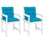 Cojín silla jardín respaldo bajo 2 uds tela azul 100x50x7 cm
