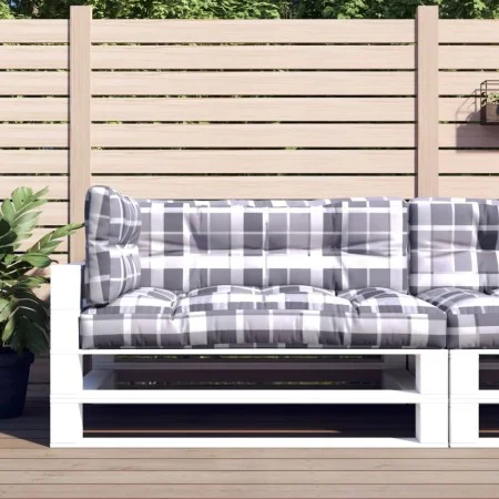 Kissen für Paletten 3 Einheiten grau karierter Stoff von vidaXL, Kissen für Stühle und Sofas - Ref: Foro24-314572, Preis: 79,...