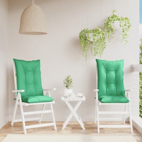 Cojín silla de jardín respaldo alto 2 uds tela verde 120x50x7cm