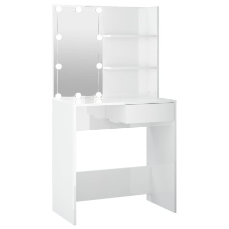 Schminktisch mit hellweißer LED 74,5x40x141 cm von vidaXL, Schlafzimmerkommoden - Ref: Foro24-808807, Preis: 108,90 €, Rabatt: %