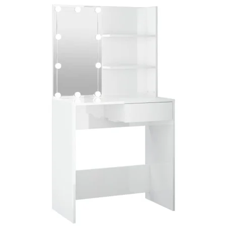 Tocador con LED blanco brillante 74,5x40x141 cm de vidaXL, Tocadores para dormitorios - Ref: Foro24-808807, Precio: 108,39 €,...