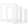 Estantes cubo de pared 3 unidades MDF blanco