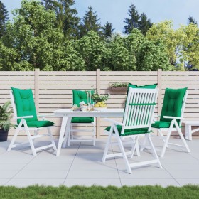 Cojín silla de jardín respaldo alto 4 uds tela verde 120x50x7cm