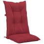 Cojín silla de jardín respaldo alto 6 uds tela rojo 120x50x7 cm