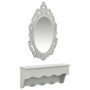 Estante de pared para llaves joyas con espejo y ganchos gris en Tocadores | Comprar online en Foro24