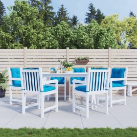 Cojín silla jardín respaldo bajo 6 uds tela azul 100x50x7 cm