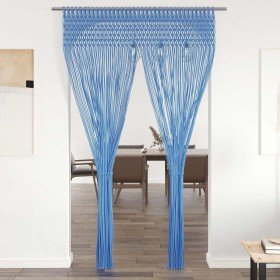 Cortina de macramé algodón azul 140x240 cm Cortina de macramé algodón azul 140x240 cm