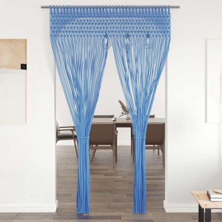 Cortina de macramé algodón azul 140x240 cm