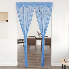 Cortina de macramé algodón azul 140x240 cm