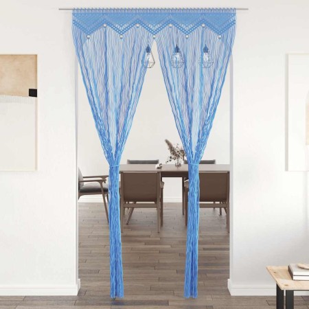 Cortina de macramé algodón azul 140x240 cm
