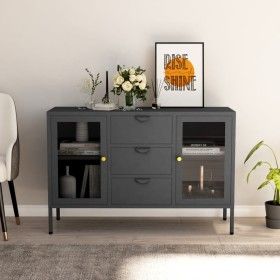Stahlschrank und gehärtetes weißes Glas 105x35x70 cm von vidaXL, Sideboards - Ref: Foro24-336078, Preis: 213,43 €, Rabatt: %