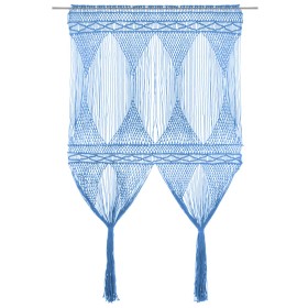 Cortina de macramé algodón azul 140x240 cm