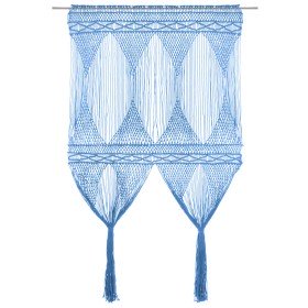 Cortina de macramé algodón azul 140x240 cm Cortina de macramé algodón azul 140x240 cm