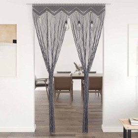 Cortina de macramé algodón gris antracita 140x240 cm Cortina de macramé algodón gris antracita 140x240 cm
