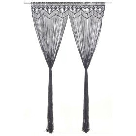 Cortina de macramé algodón gris antracita 140x240 cm Cortina de macramé algodón gris antracita 140x240 cm