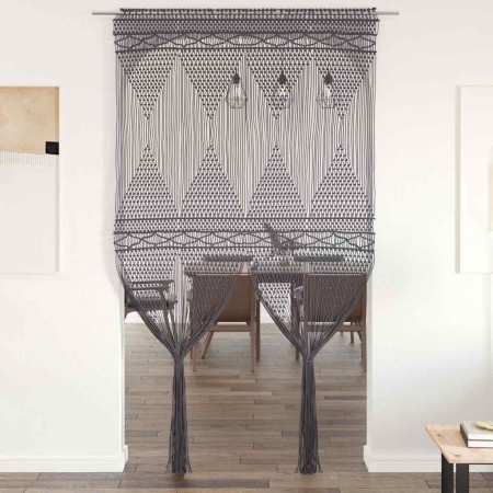 Cortina de macramé algodón gris antracita 140x240 cm