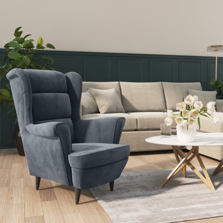 Sillón de terciopelo gris oscuro