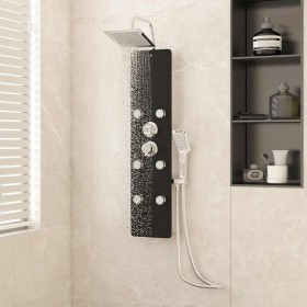 Panel ducha de vidrio 25x47,5x130 cm negro