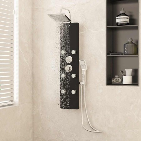 Panel ducha de vidrio 25x47,5x130 cm negro