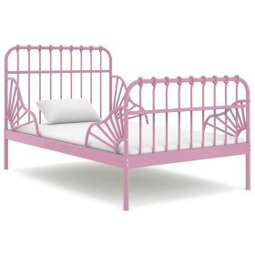 Estructura cama extensible sin colchón metal rosa 80x130/200 cm Estructura cama extensible sin colchón metal rosa 80x130/200 cm