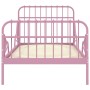 Estructura cama extensible sin colchón metal rosa 80x130/200 cm