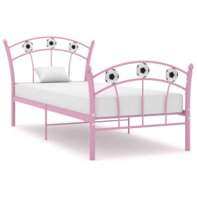 Estructura de cama sin colchón metal rosa 90x200 cm