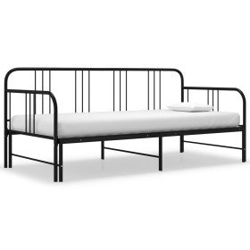 Estructura sofá cama extraíble sin colchón metal negro 90x200cm en Camas y somieres | Comprar online en Foro24