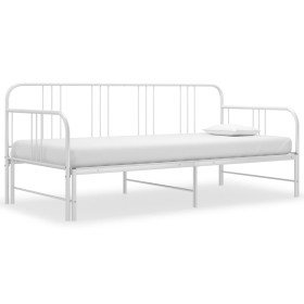 Sofá cama extraíble sin colchón metal blanco 90x200cm Sofá cama extraíble sin colchón metal blanco 90x200cm