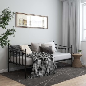 Estructura de sofá cama sin colchón metal negro 90x200 cm