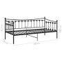 Estructura de sofá cama sin colchón metal negro 90x200 cm