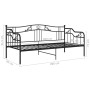 Estructura de sofá cama sin colchón metal negro 90x200 cm