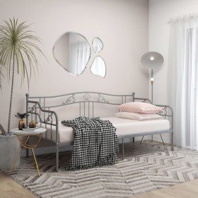 Estructura de sofá cama sin colchón metal gris 90x200 cm