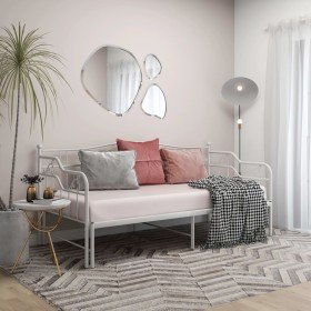 Sofá cama extraíble sin colchón metal blanco 90x200cm en Camas y somieres | Comprar online en Foro24