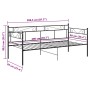 Estructura de sofá cama sin colchón metal negro 90x200 cm