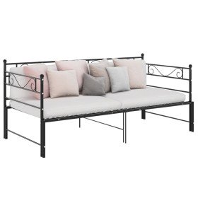 Estructura sofá cama extraíble sin colchón metal negro 90x200cm en Camas y somieres | Comprar online en Foro24