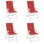 High back garden chair cushion 4 pcs red fabric 120x50x3 cm by vidaXL, Cushions for chairs and sofas - Ref: Foro24-43188, Pri...