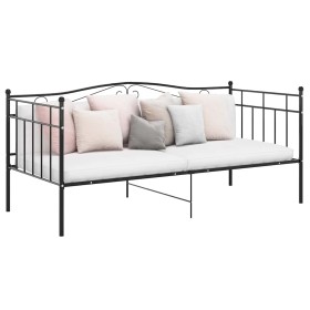 Estructura de sofá cama sin colchón metal negro 90x200 cm