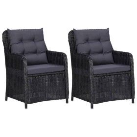 Gartenstühle mit Kissen, 2 Stück, schwarzes synthetisches Rattan von vidaXL, Gartenstühle - Ref: Foro24-46548, Preis: 351,31 ...