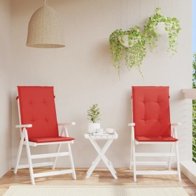 Cojín silla de jardín respaldo alto 2 uds tela rojo 120x50x3 cm