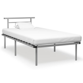 Estructura de cama sin colchón metal gris 100x200 cm