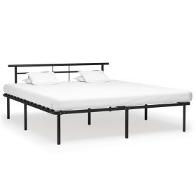 Estructura de cama sin colchón metal negro 200x200 cm Estructura de cama sin colchón metal negro 200x200 cm
