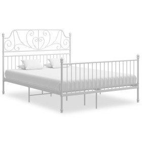 Estructura cama con cabecero sin colchón metal blanco 140x200cm en Camas y somieres | Comprar online en Foro24