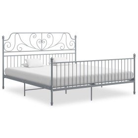 Estructura de cama sin colchón metal gris 200x200 cm