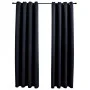 Black blackout curtains with metal rings 2 pieces 140x175 cm by vidaXL, Curtains and curtains - Ref: Foro24-134410, Price: 40...