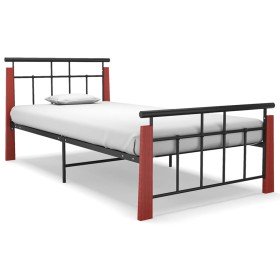 Estructura de cama sin colchón metal madera de roble 90x200 cm en Camas y somieres | Comprar online en Foro24