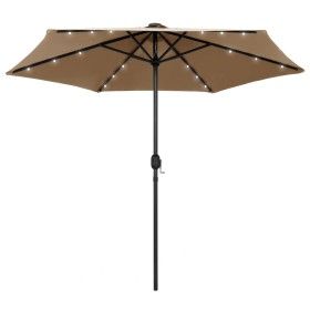Umbrella with LED lights and taupe gray aluminum pole 270 cm by vidaXL, Umbrellas - Ref: Foro24-47355, Price: 90,37 €, Discou...