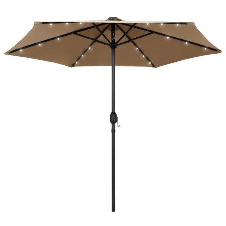 Umbrella with LED lights and taupe gray aluminum pole 270 cm by vidaXL, Umbrellas - Ref: Foro24-47355, Price: 90,37 €, Discou...