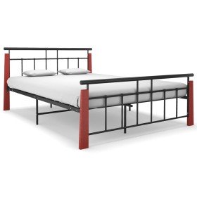 Estructura de cama sin colchón metal madera de roble 140x200 cm en Camas y somieres | Comprar online en Foro24