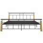 Estructura de cama sin colchón metal madera de roble 180x200 cm